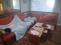 Couch so big 2 can sleep on it.