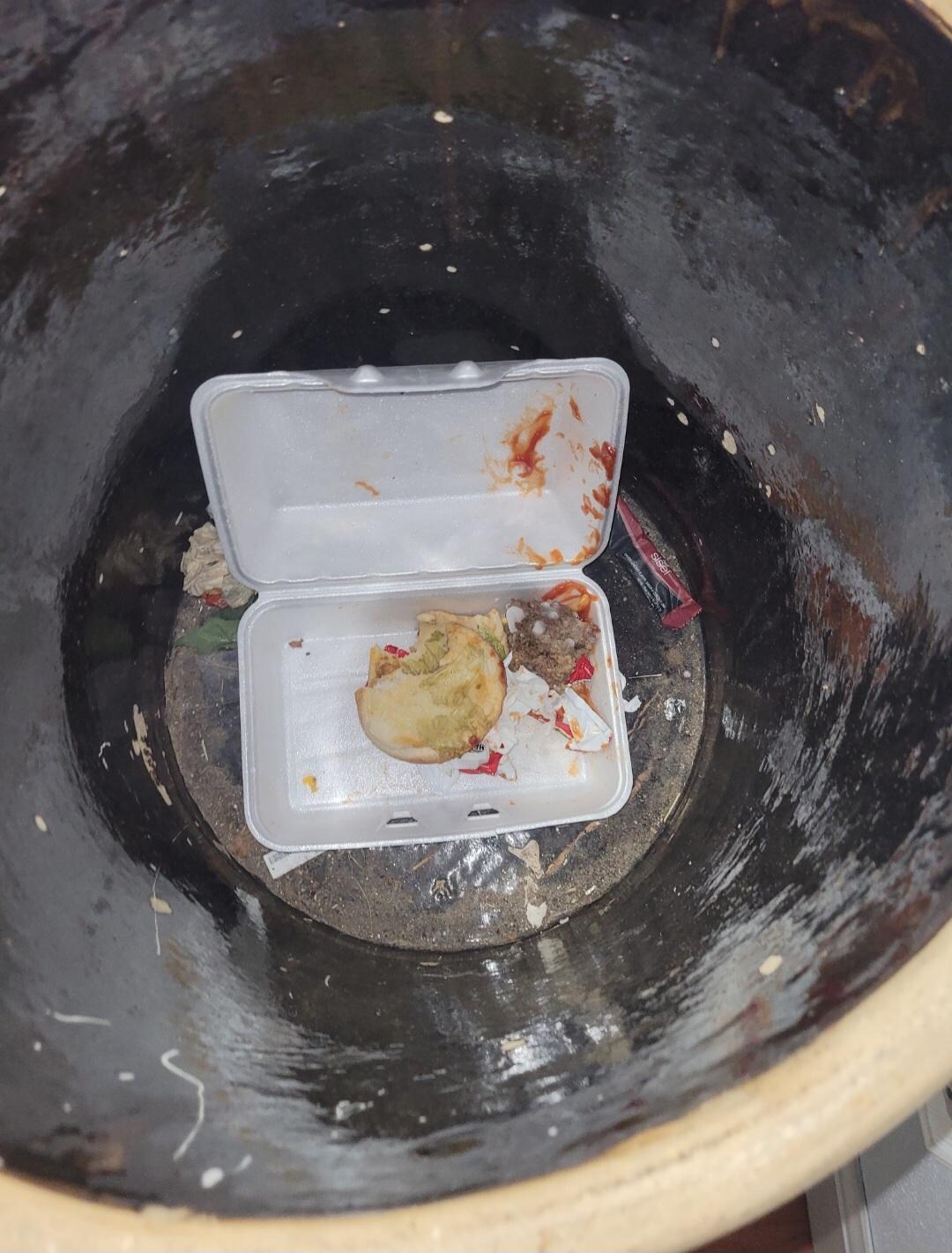 Half eaten hamburger