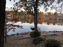 My dog enjoying her freedom of the property and eventually the water.