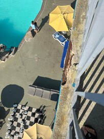 This is booking down towards the pool you can see it’s literally falling apart.
