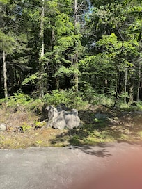 Outdoors in front of the cabin