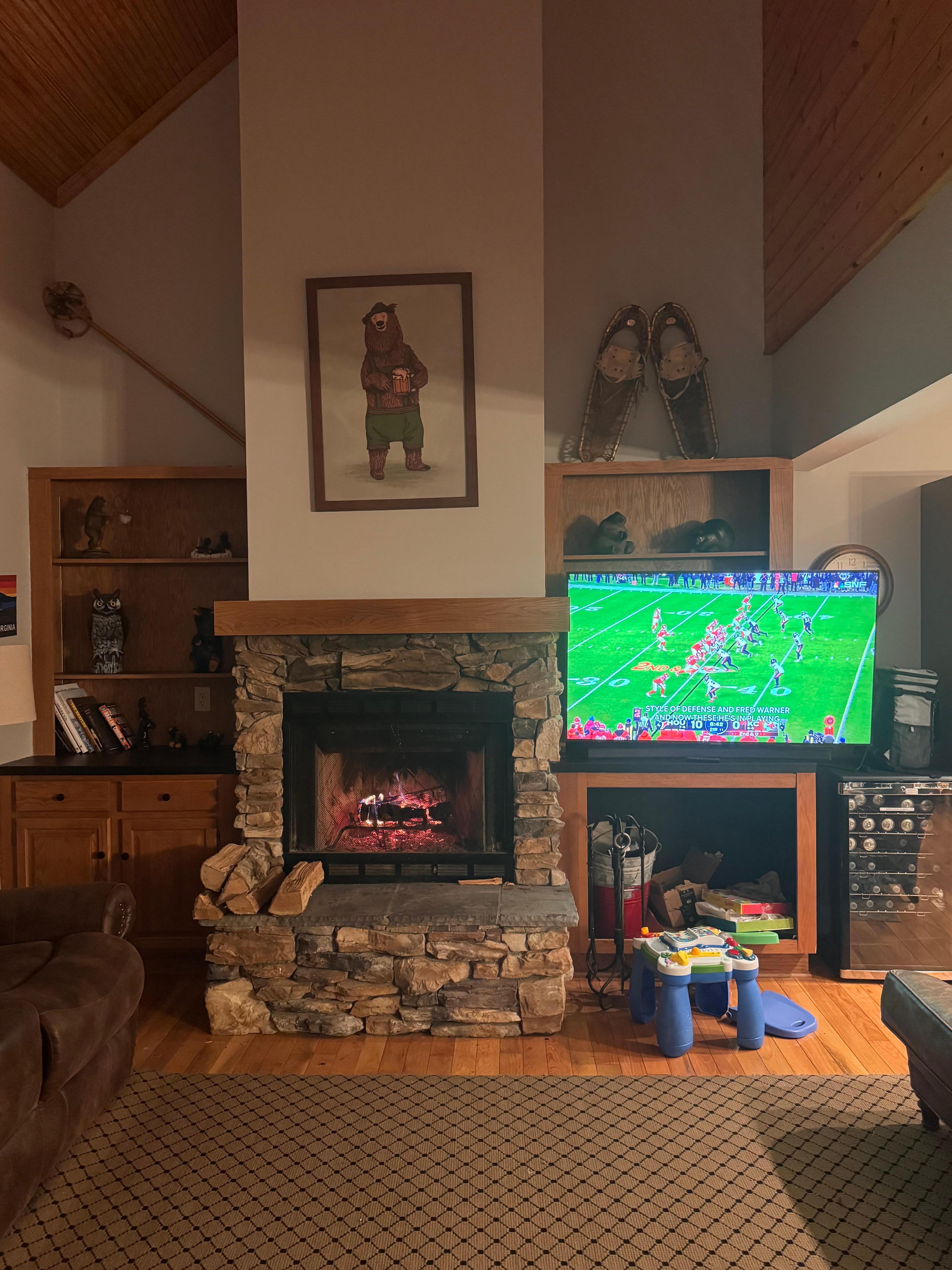Nothing better than a cold night with a cozy fire and some football!