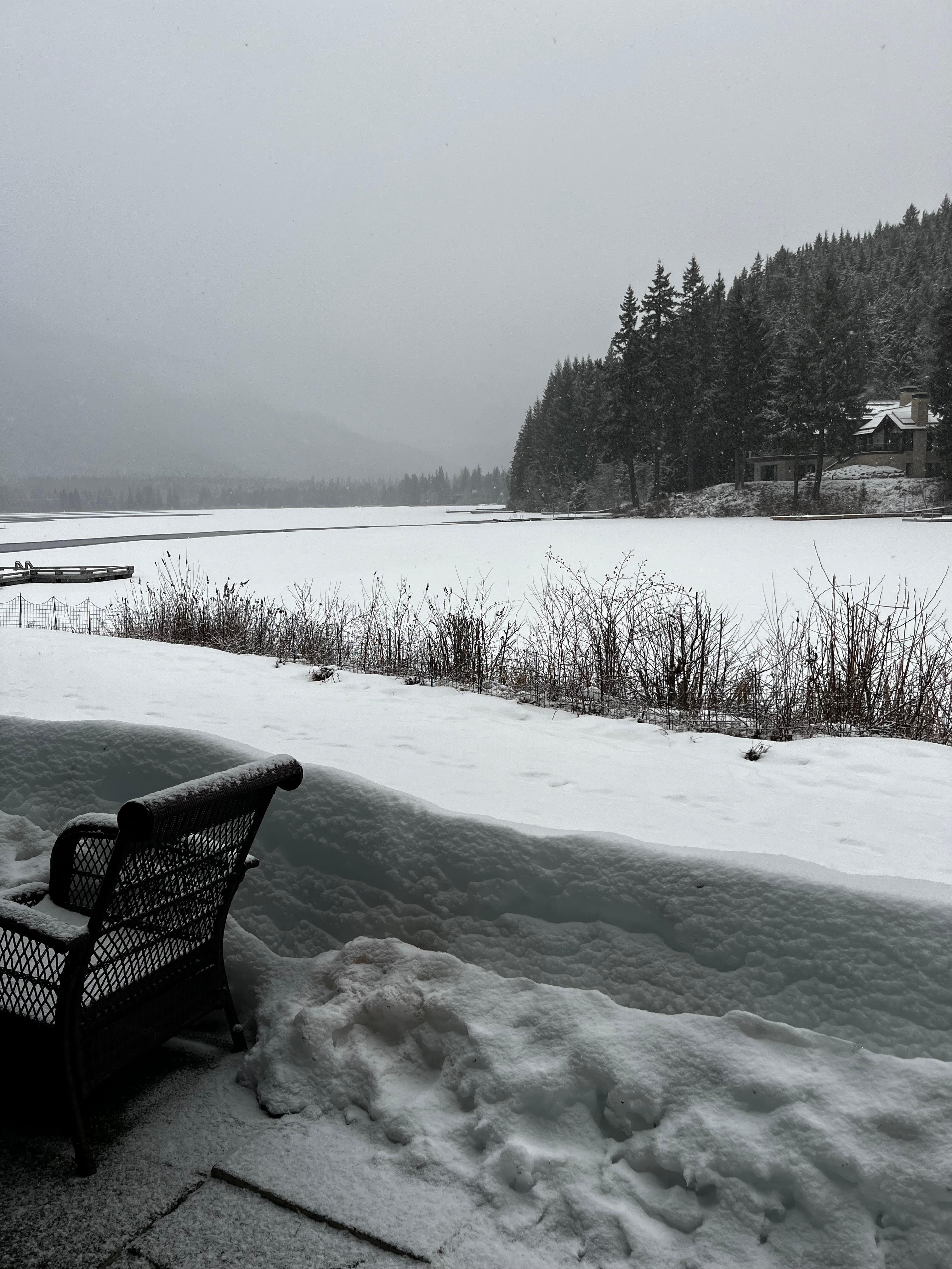Snowy view over Alta Lake