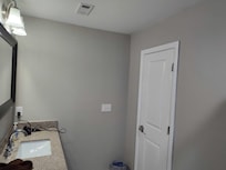 No towel racks or hooks in bathroom. Poor grout and caulk job that made all look dirty...needs clean-up.