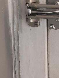 Looks like door has been broken into.