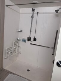 the bathroom floor was soaking wet after taking a shower