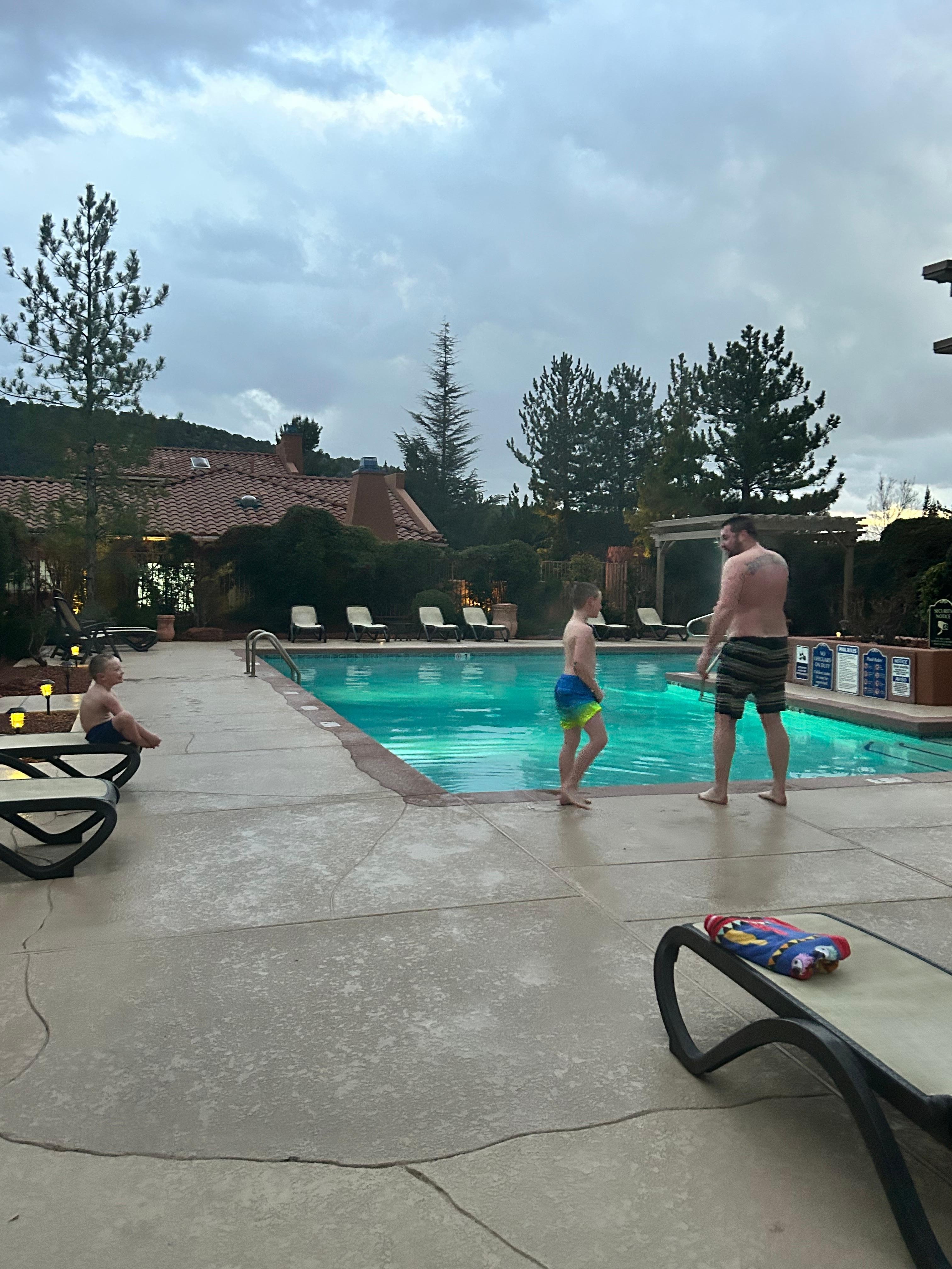 Community pool is not heated year round - we went in Feb and pool temp was low 60’s but the hot tub was HOT and well maintained!