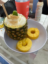 My Keylime pie colada served to me on the beach