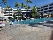 View of outer pool area with water slide