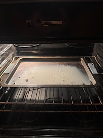 Gross pan left in oven