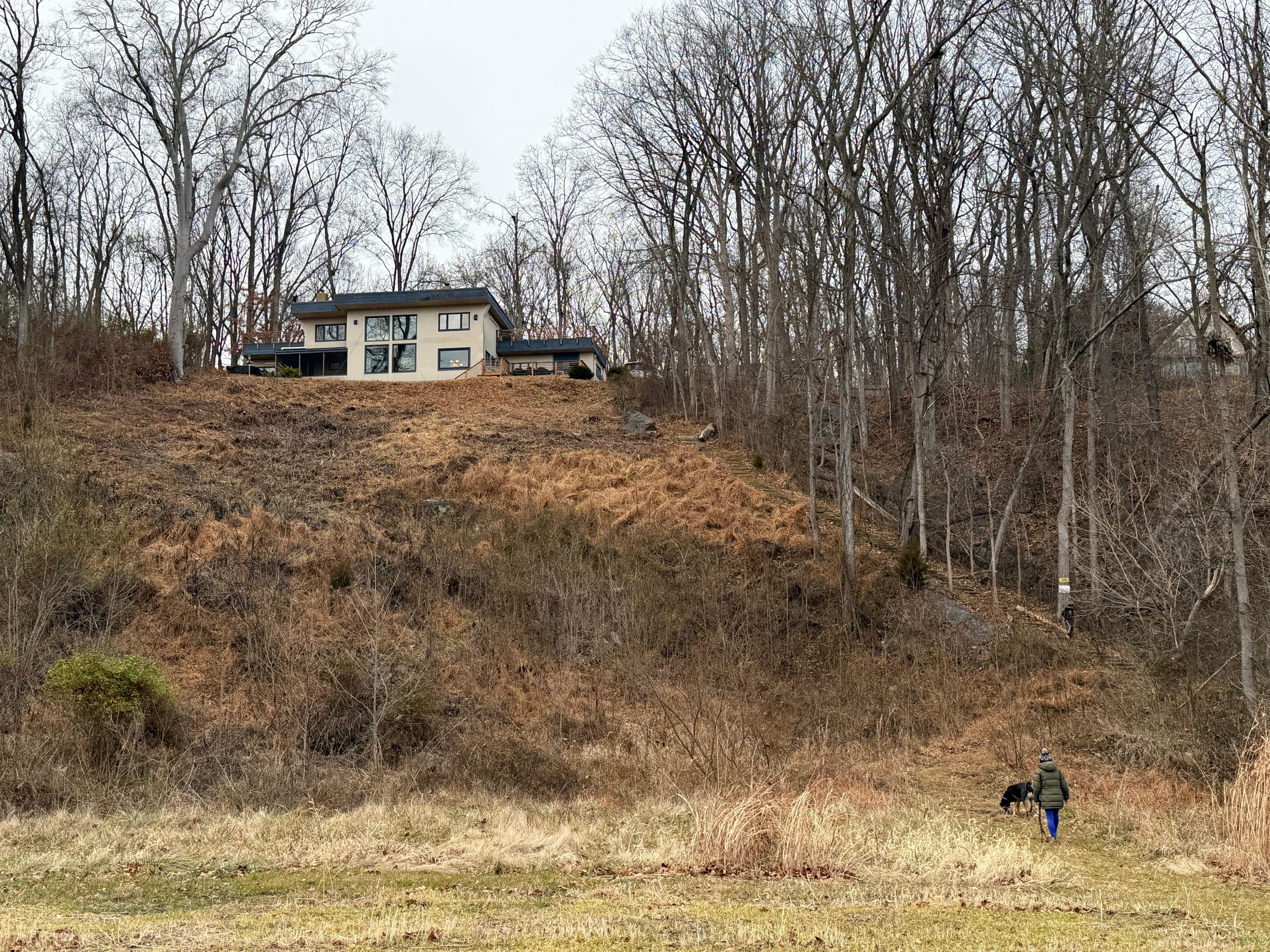 View from the river up to the house.  