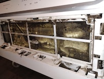 This is the heater slash air conditioner the filter and inside the filter on the cooling fins of the machine look like they hadn't been cleaned ever