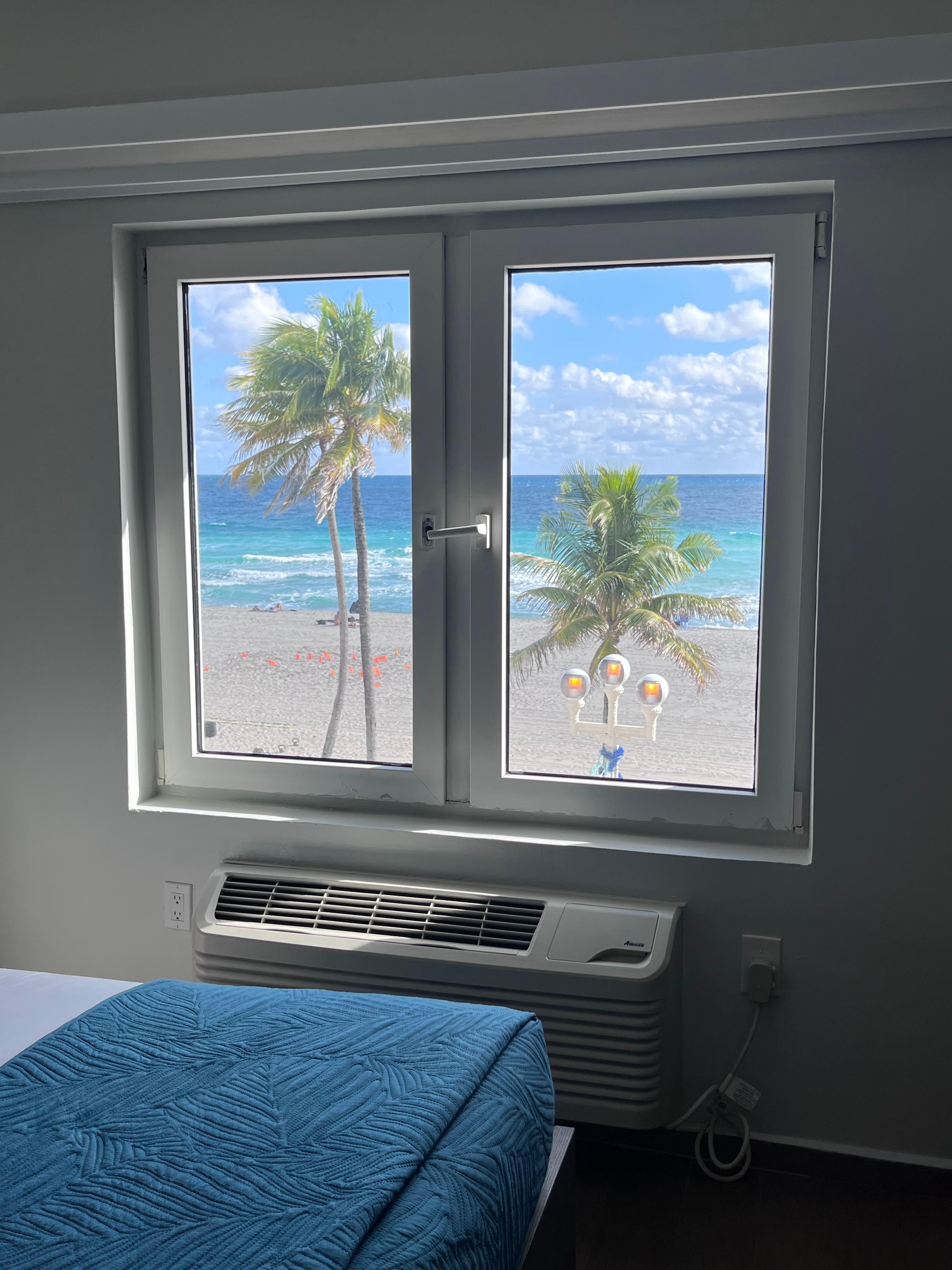 View of the beach from our room