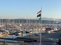 The view of marina from deck in room