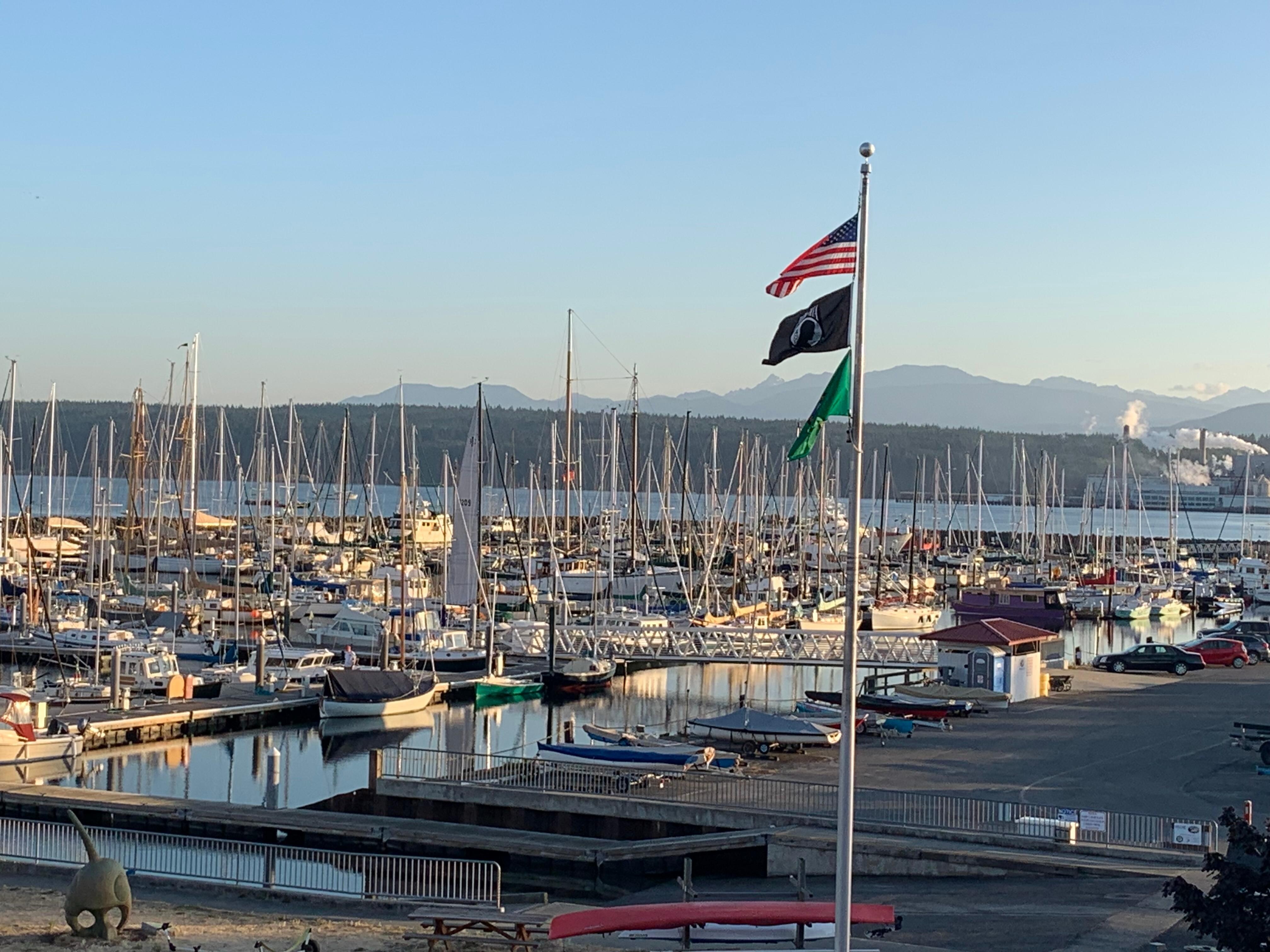 The view of marina from deck in room