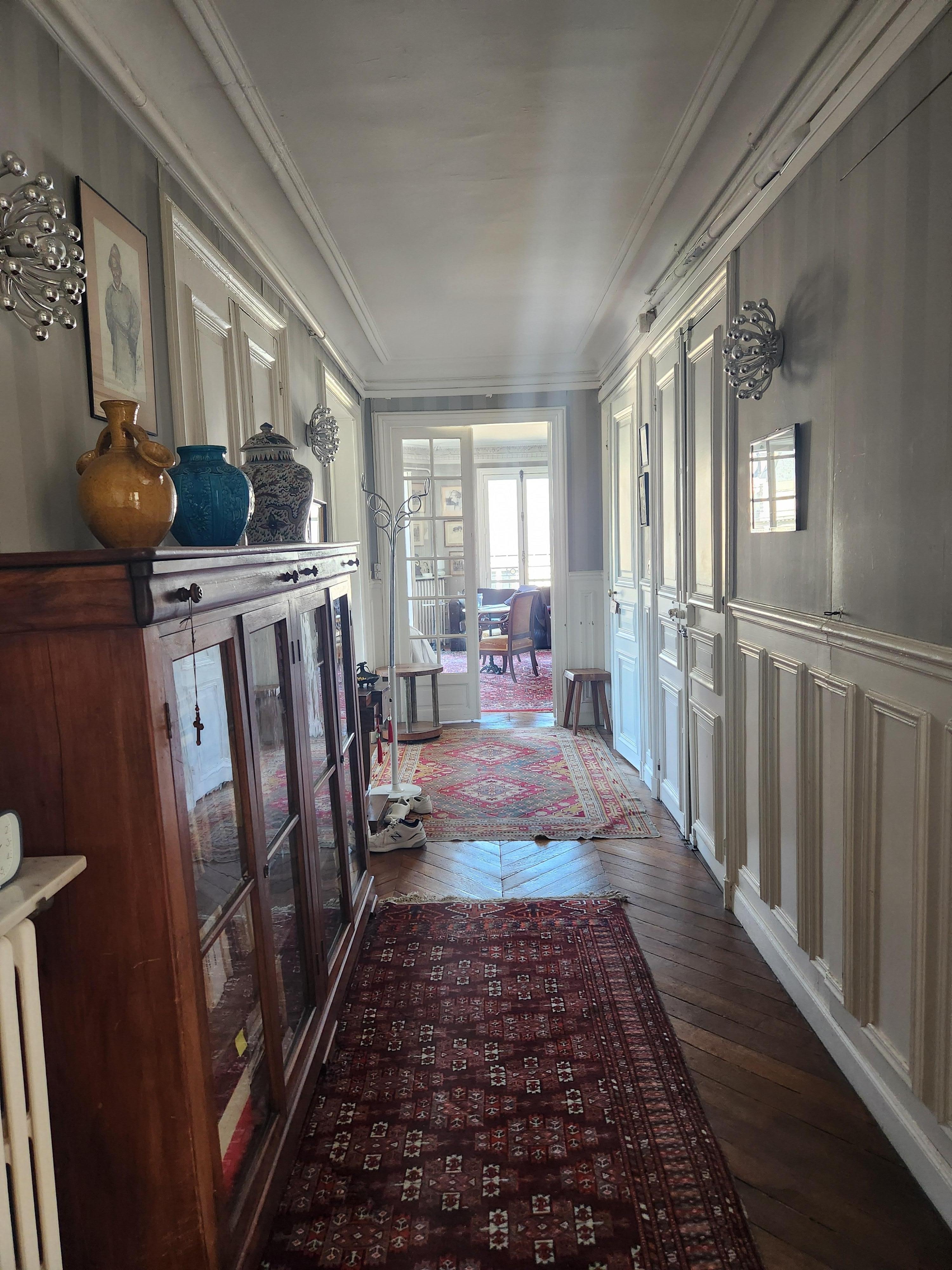 Hall from living room to kitchen bathrooms & bedroom 