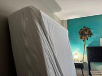 Mattress up
Against the wall upon arrival