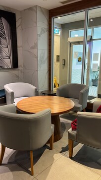 Somewhere to sit in the lobby if your room doesn’t have enough space to sit and chat