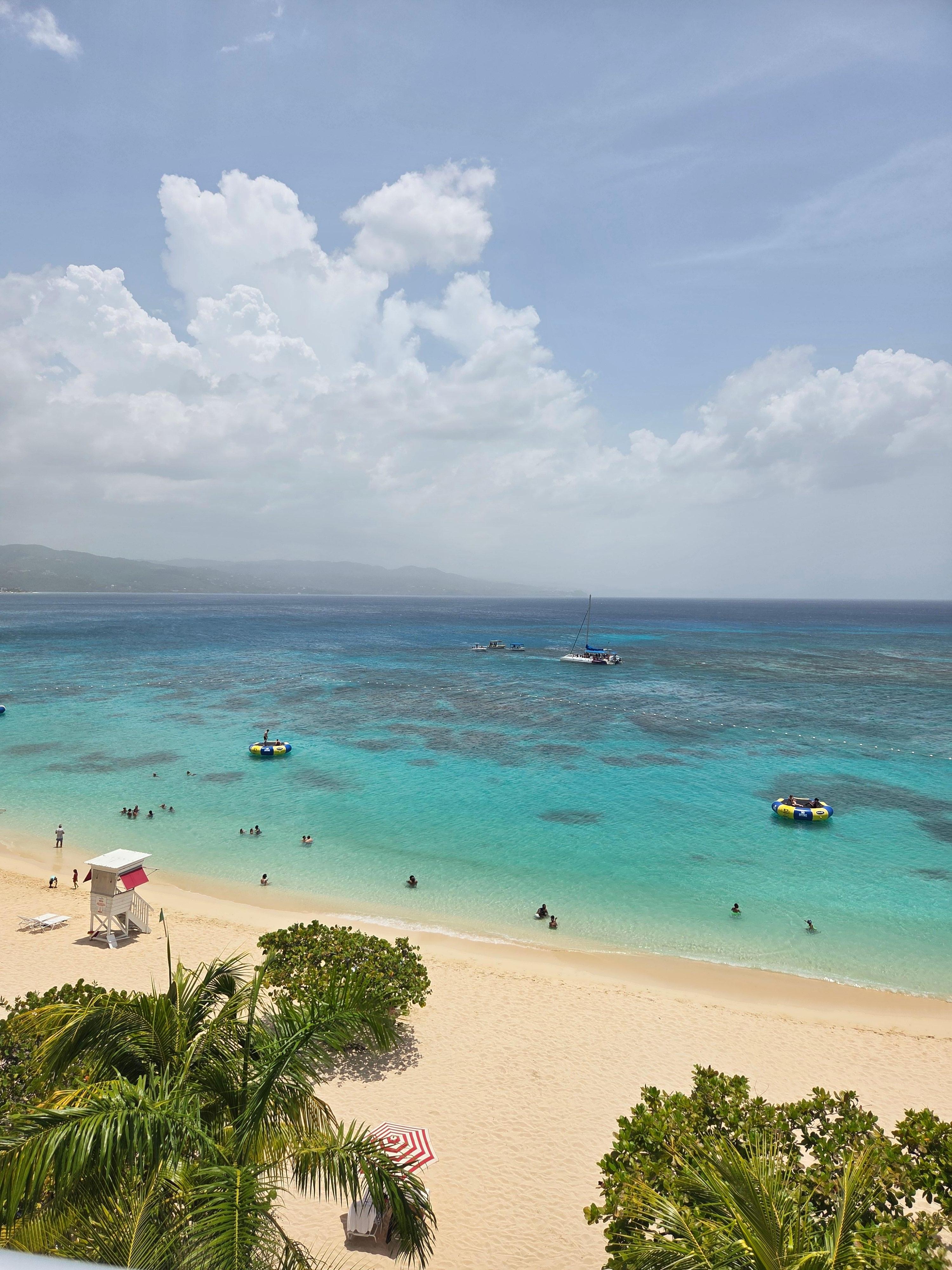 Beautiful beach showing turquoise water of the Caribbean sea.