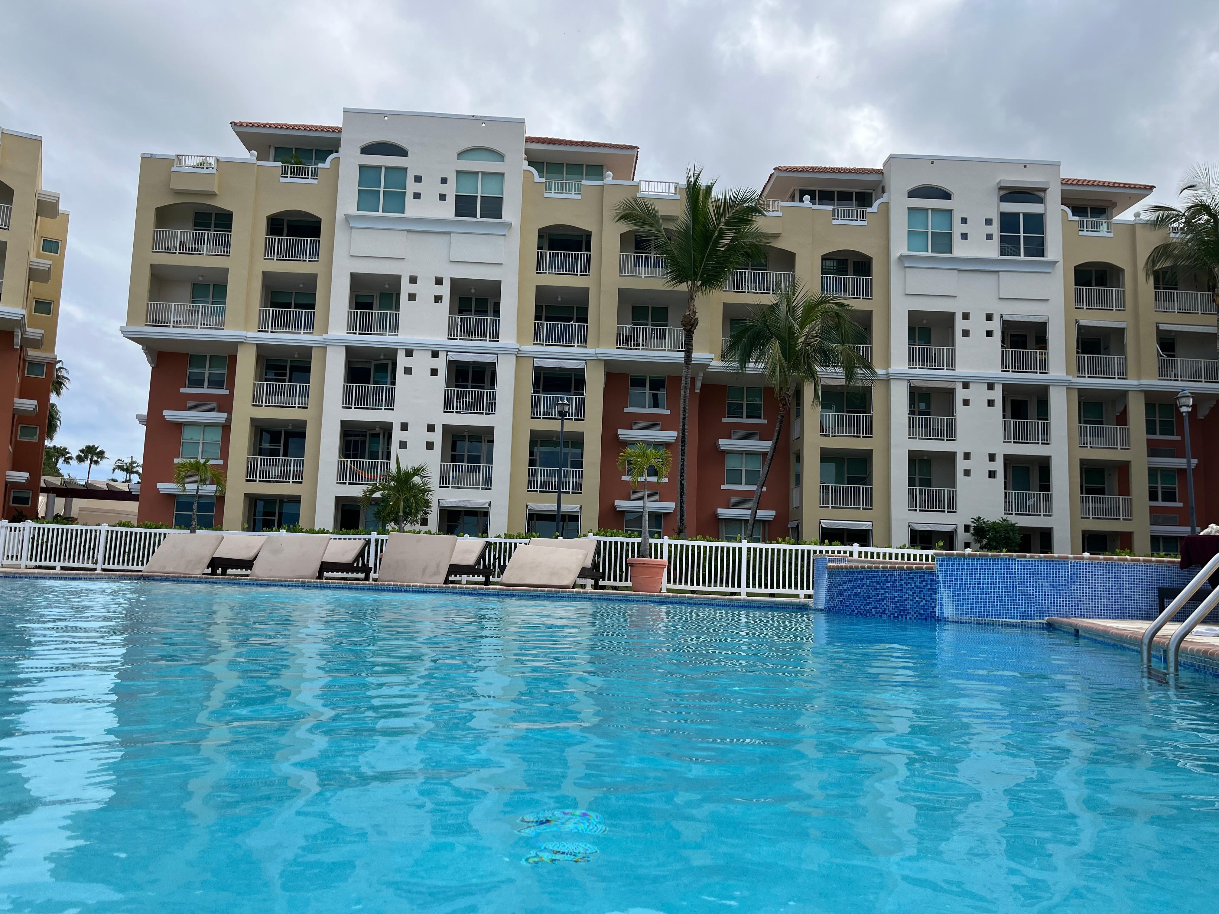 View from the pool back to the unit