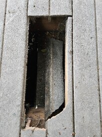 Hole from falling through.
