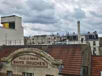 View from the balcony, directly across rue Oberkampf