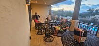 Balcony with plenty of seating