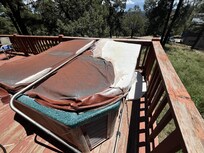 Hot tub cover falling apart.