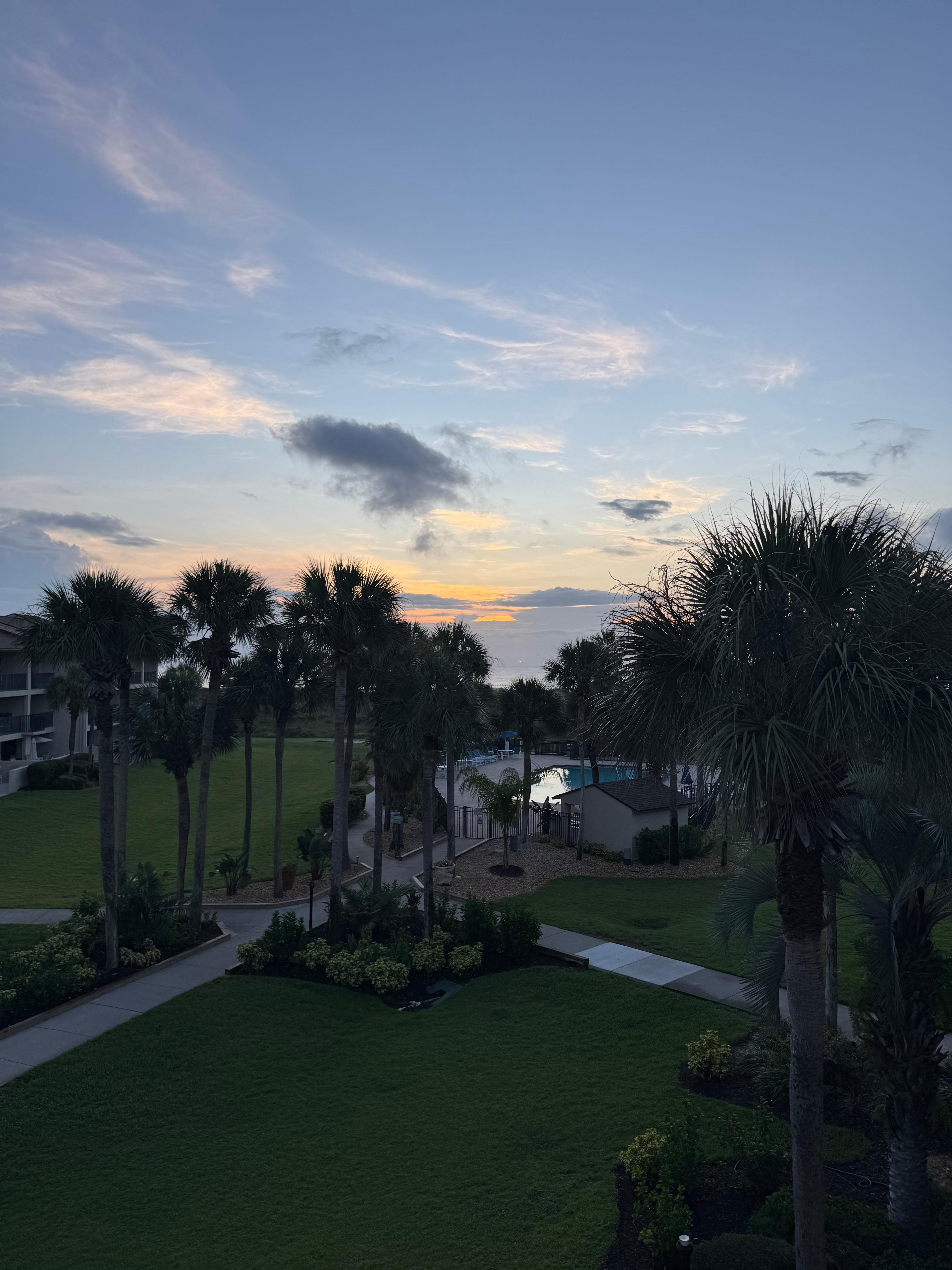 Sunrise from upper balcony. 