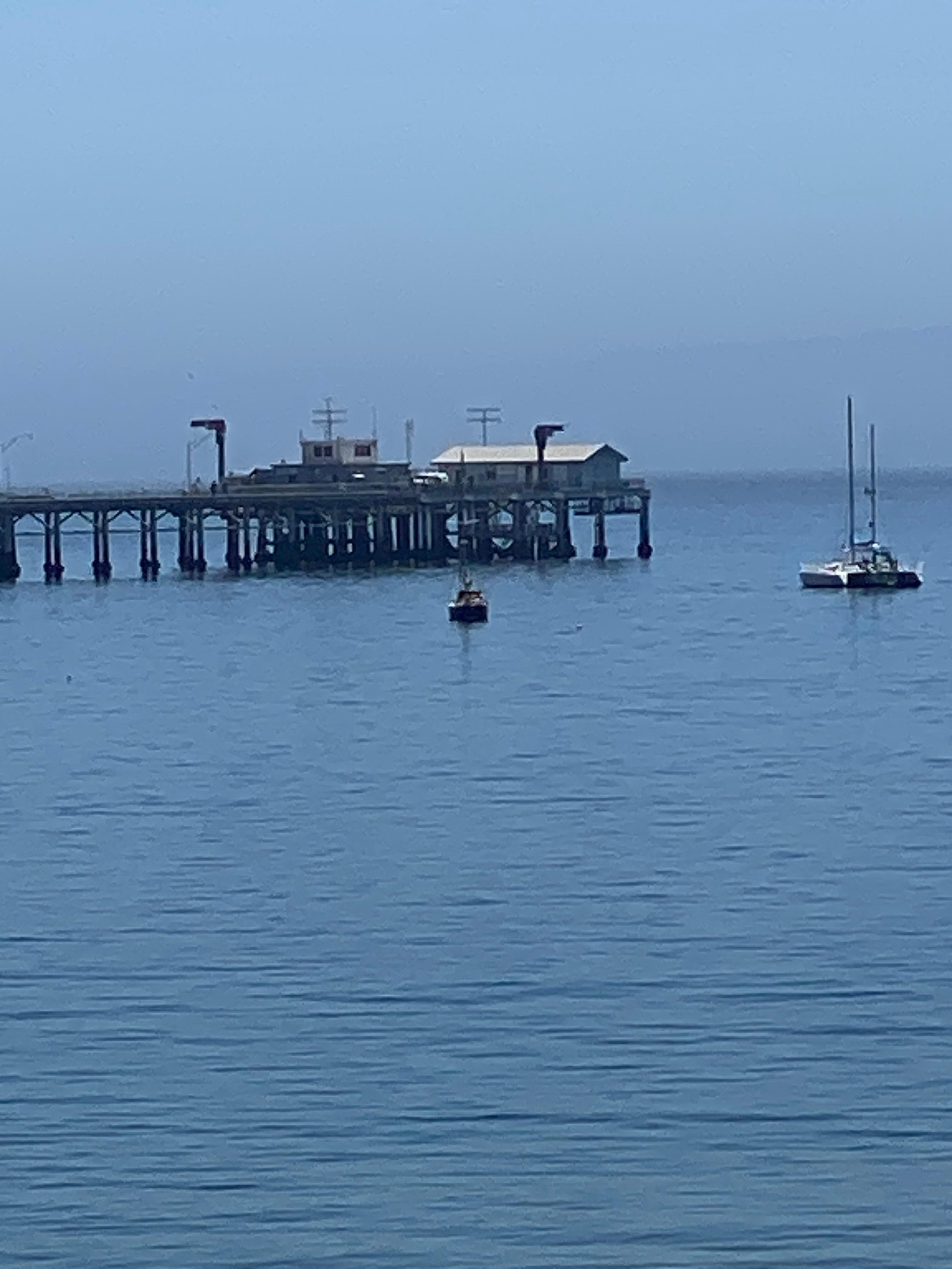 This is the commercial fishing pier, there is a restaurant at the end of the pier.