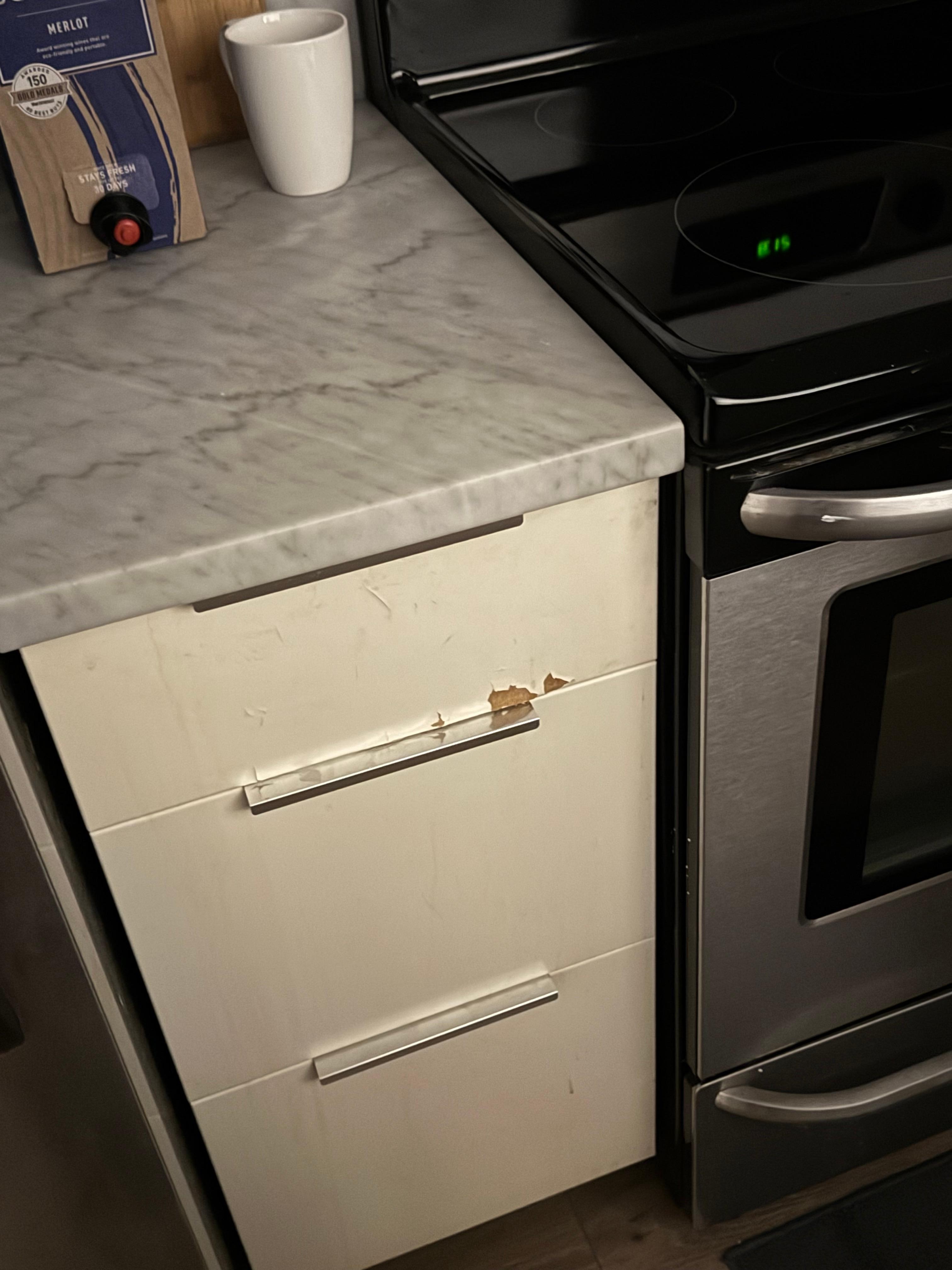 Heavily worn cabinets