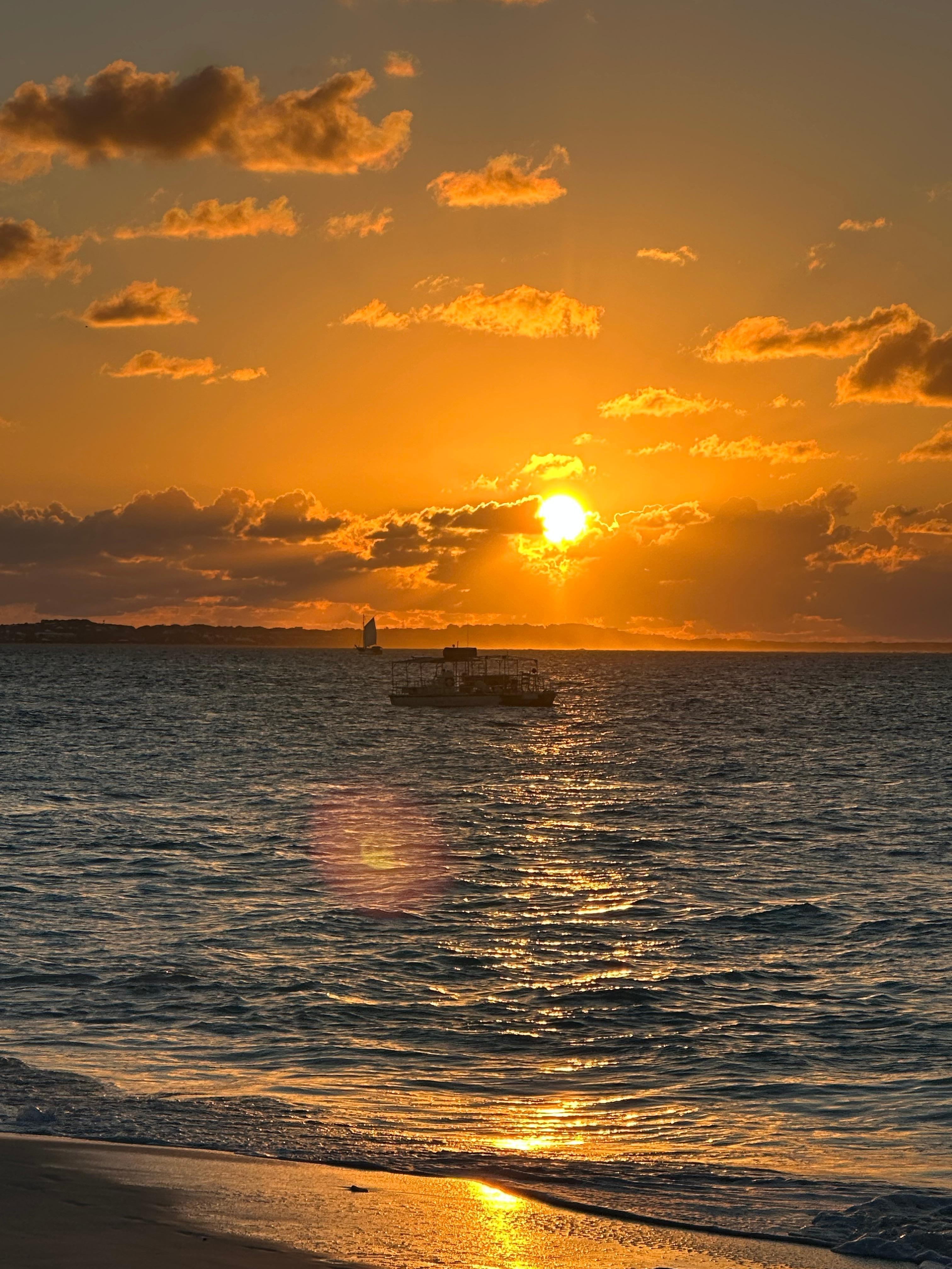 View of sunset from beach in front of Ocean Bay East 
