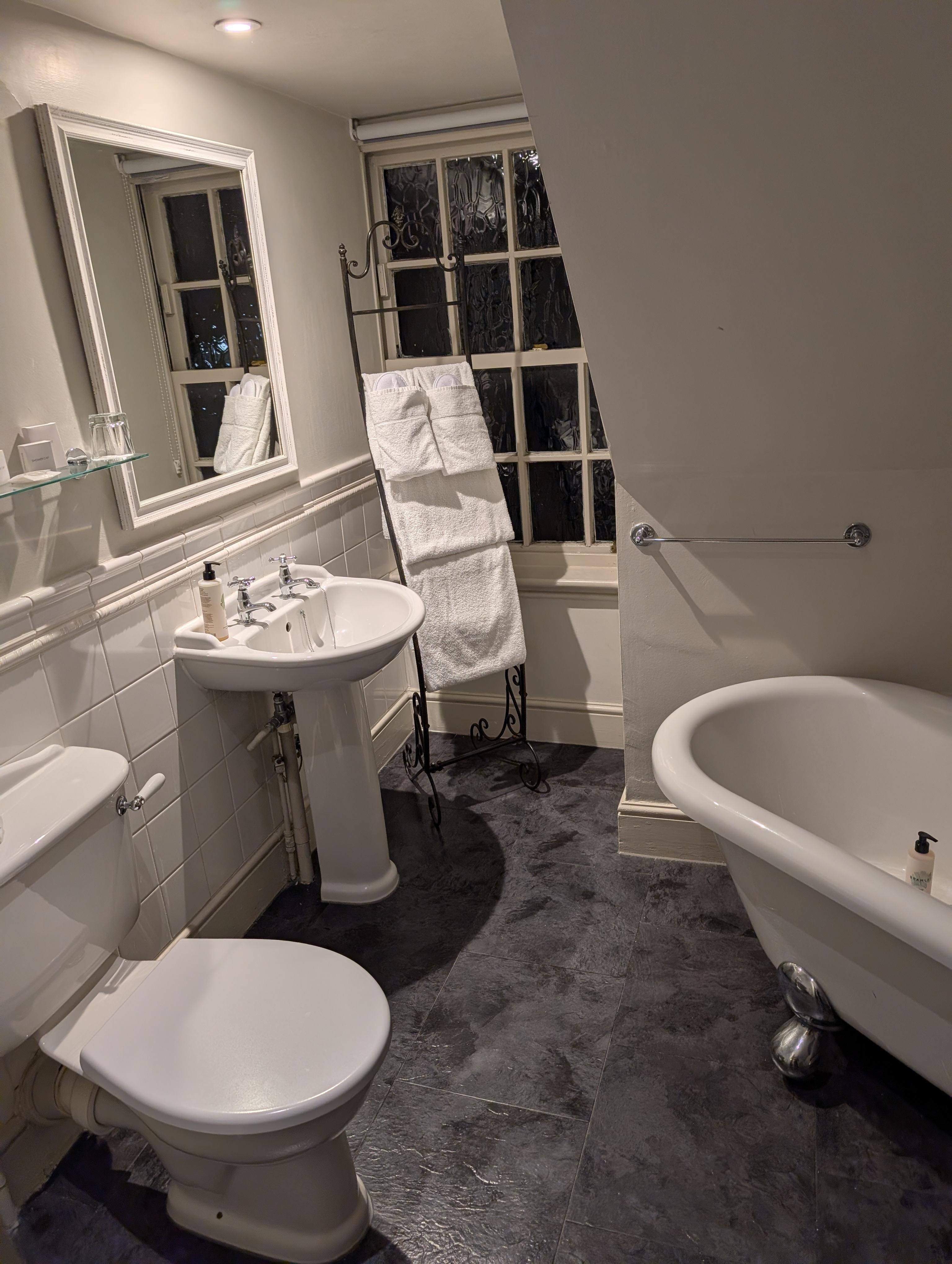 There is a shower to the left of the photo.