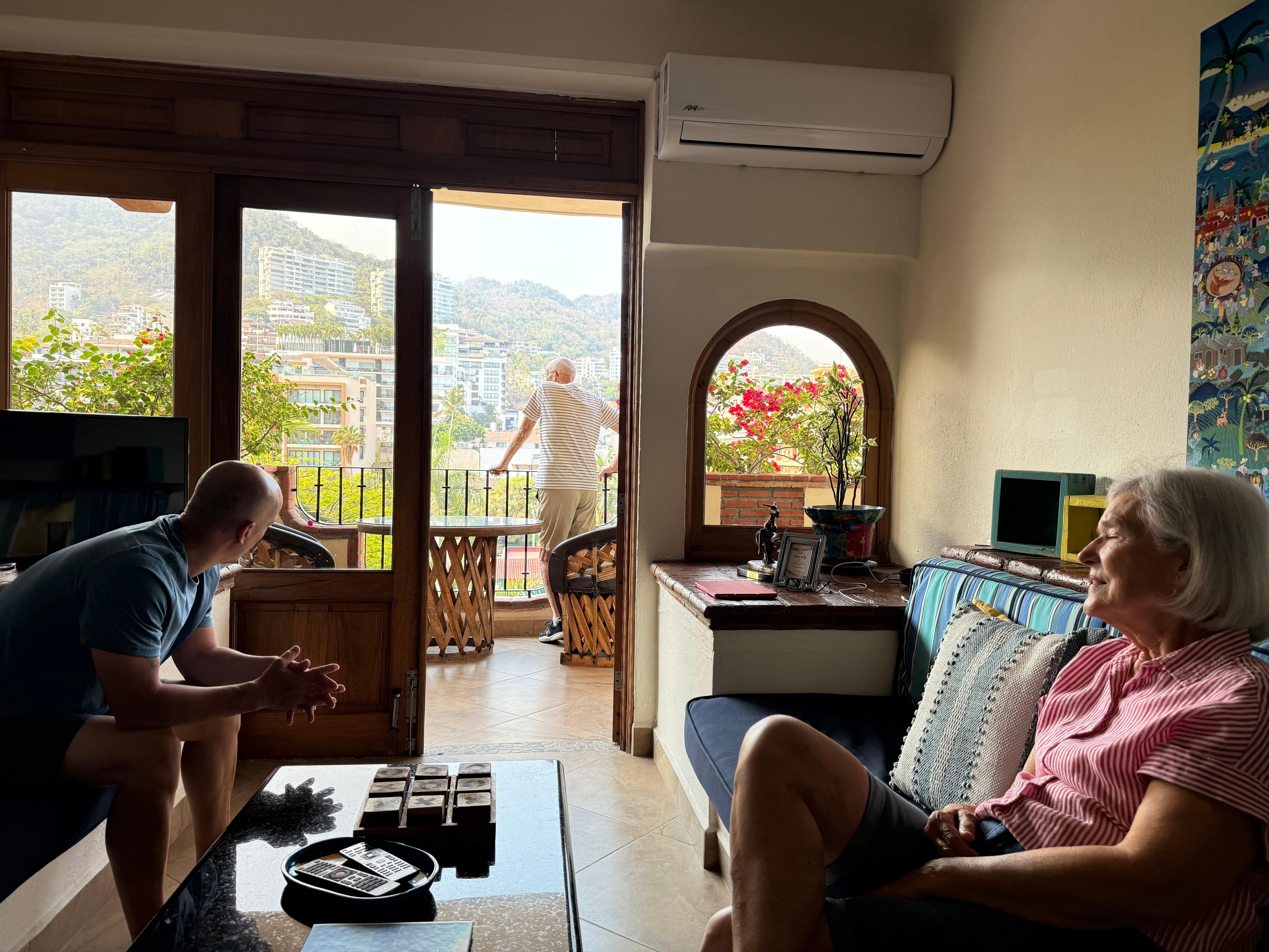 View from kitchen looking out to balcony. 
