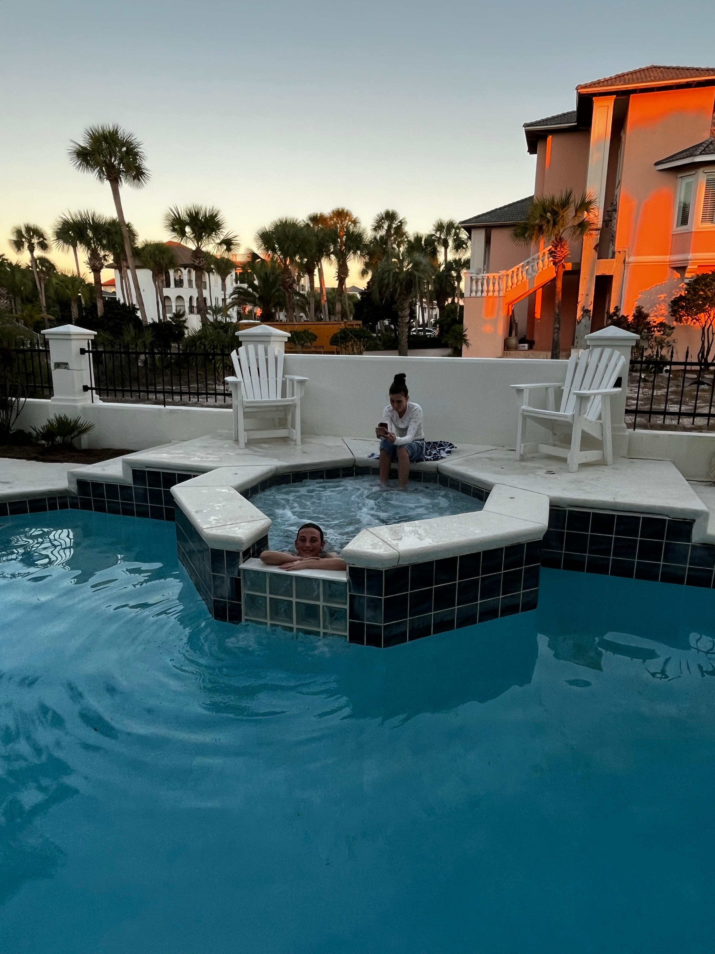 The pool and hot tub can be heated for an extra fee