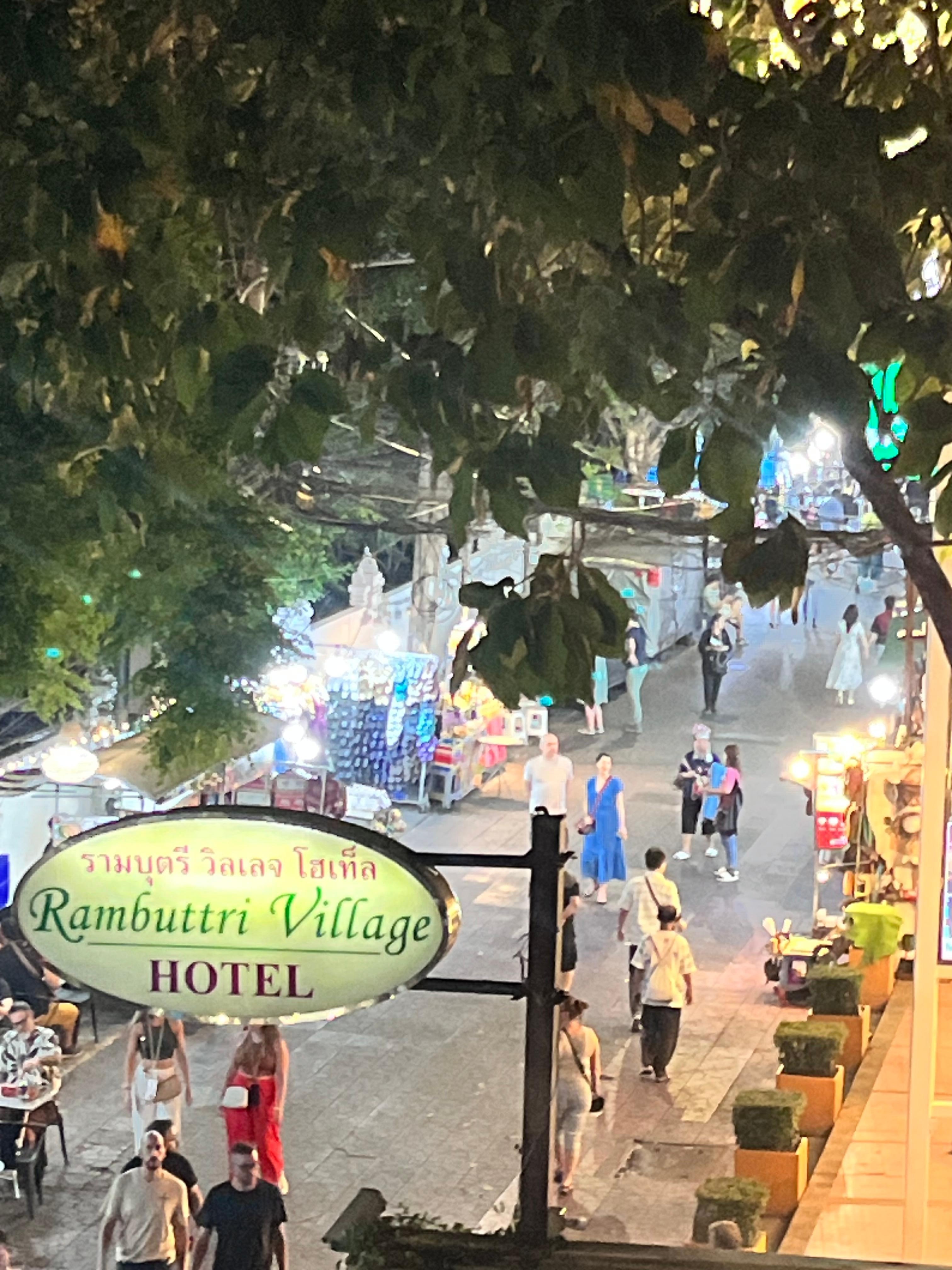 The street scene was vibrant and the street the hotel was located on was closed to vehicle traffic