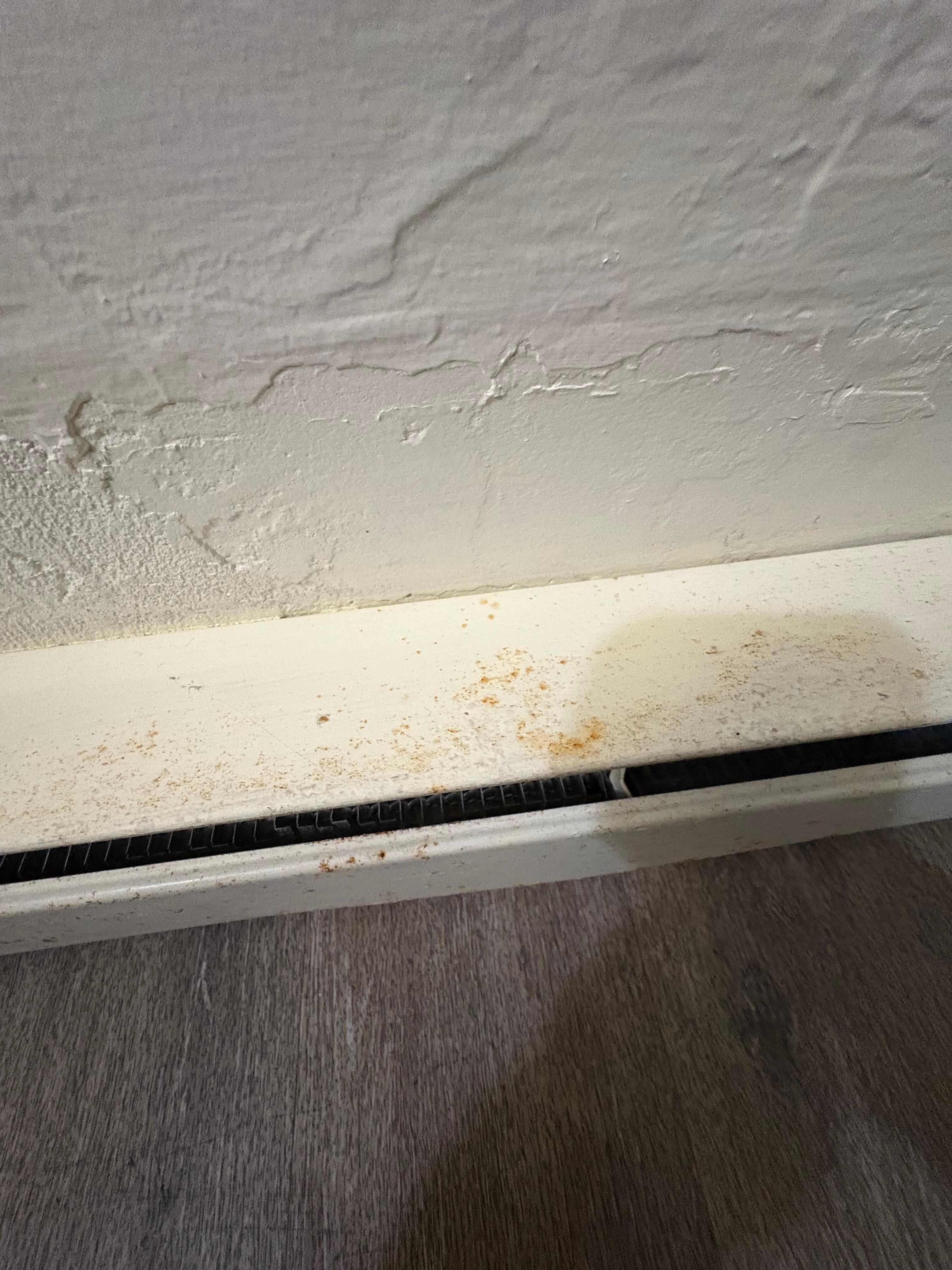 Rust on based board heater that didn’t work well & luckily we had a blanket in our car