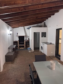 The outdoor cooking area