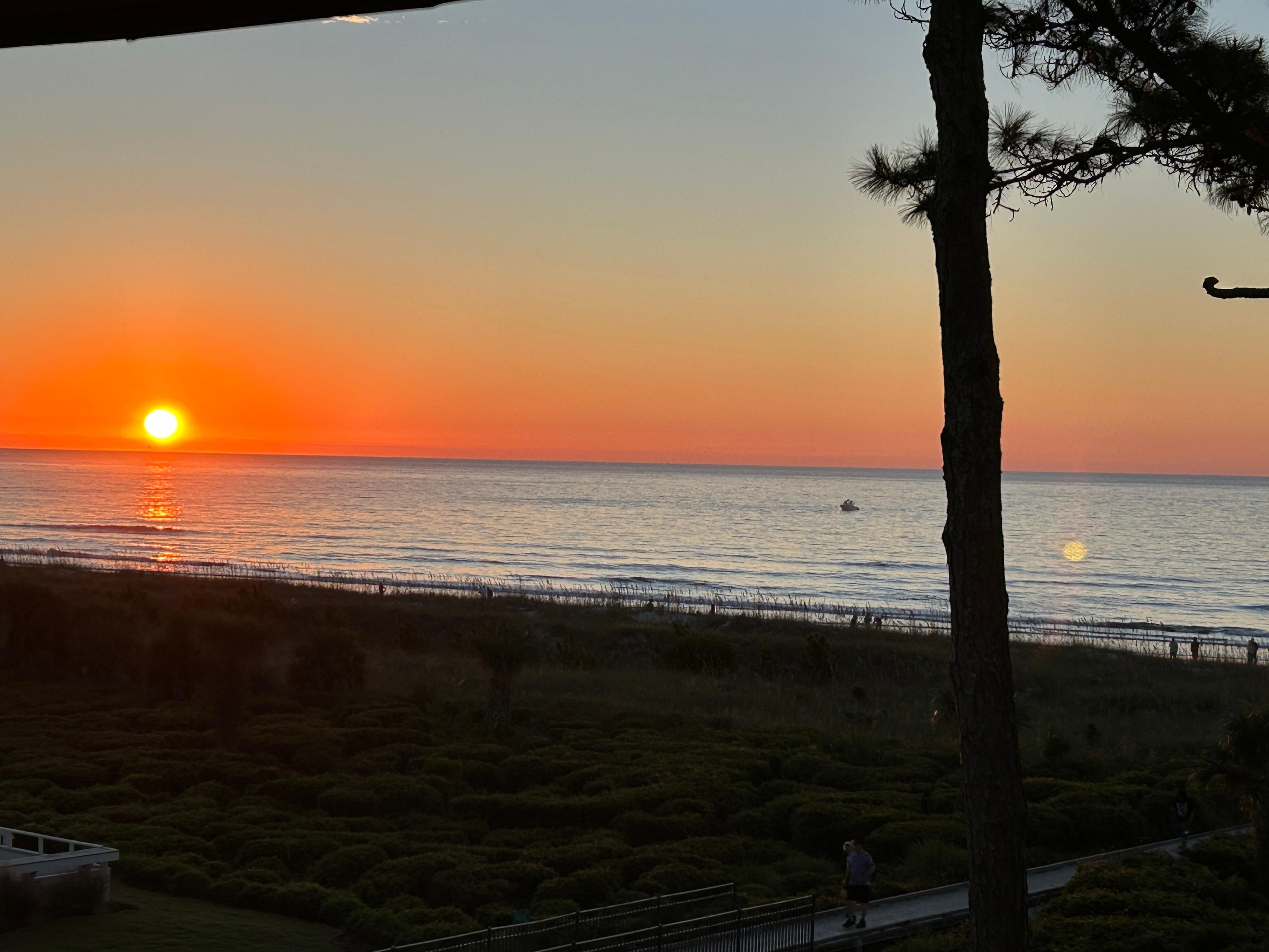 Balcony view of sunrise. 