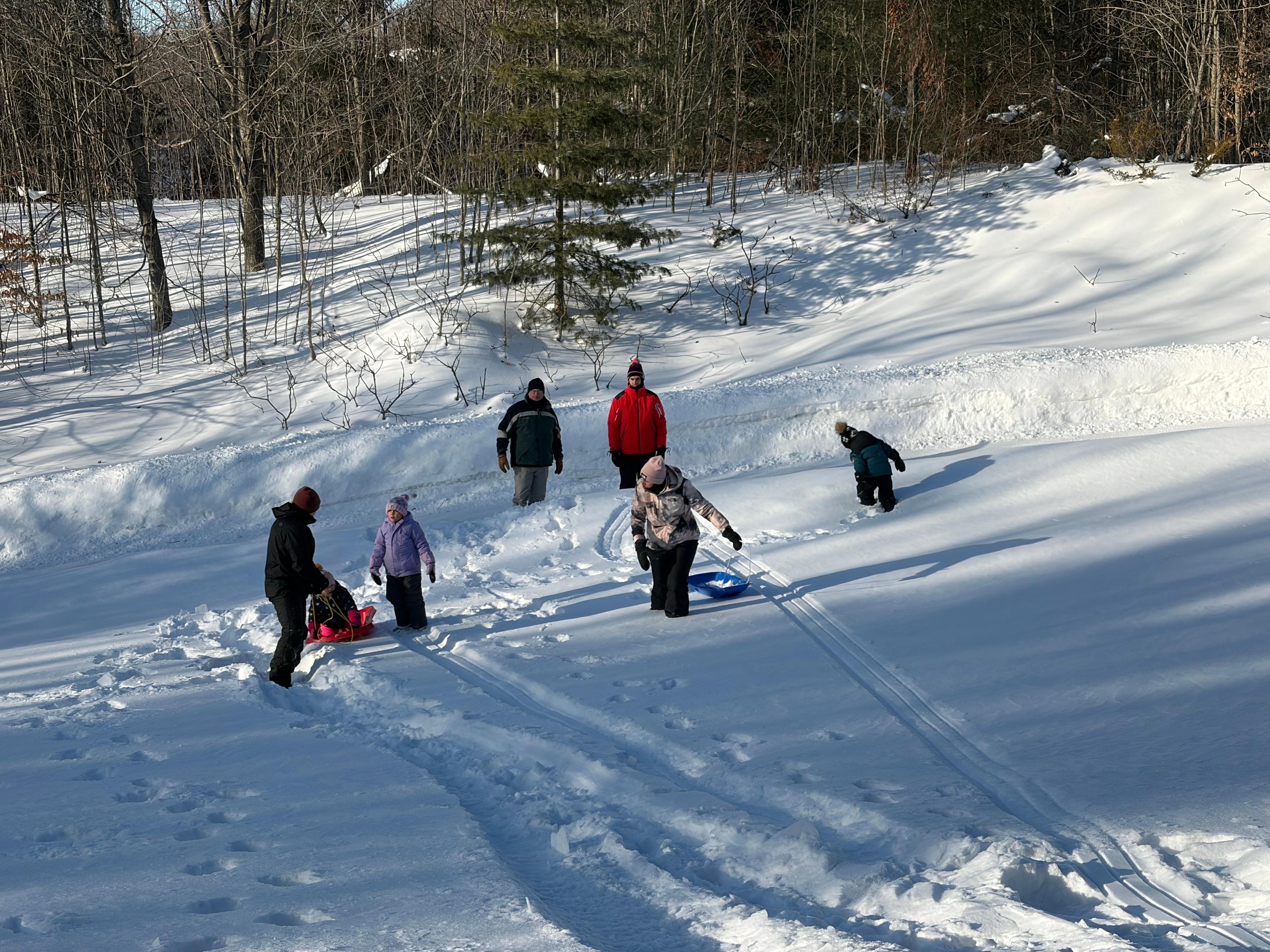 Sledding on the property
