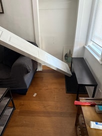 Closet door fell of the hinges
