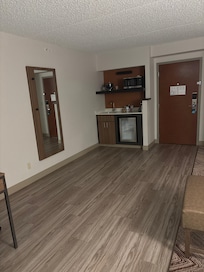 Empty space. Usually there’s a desk.