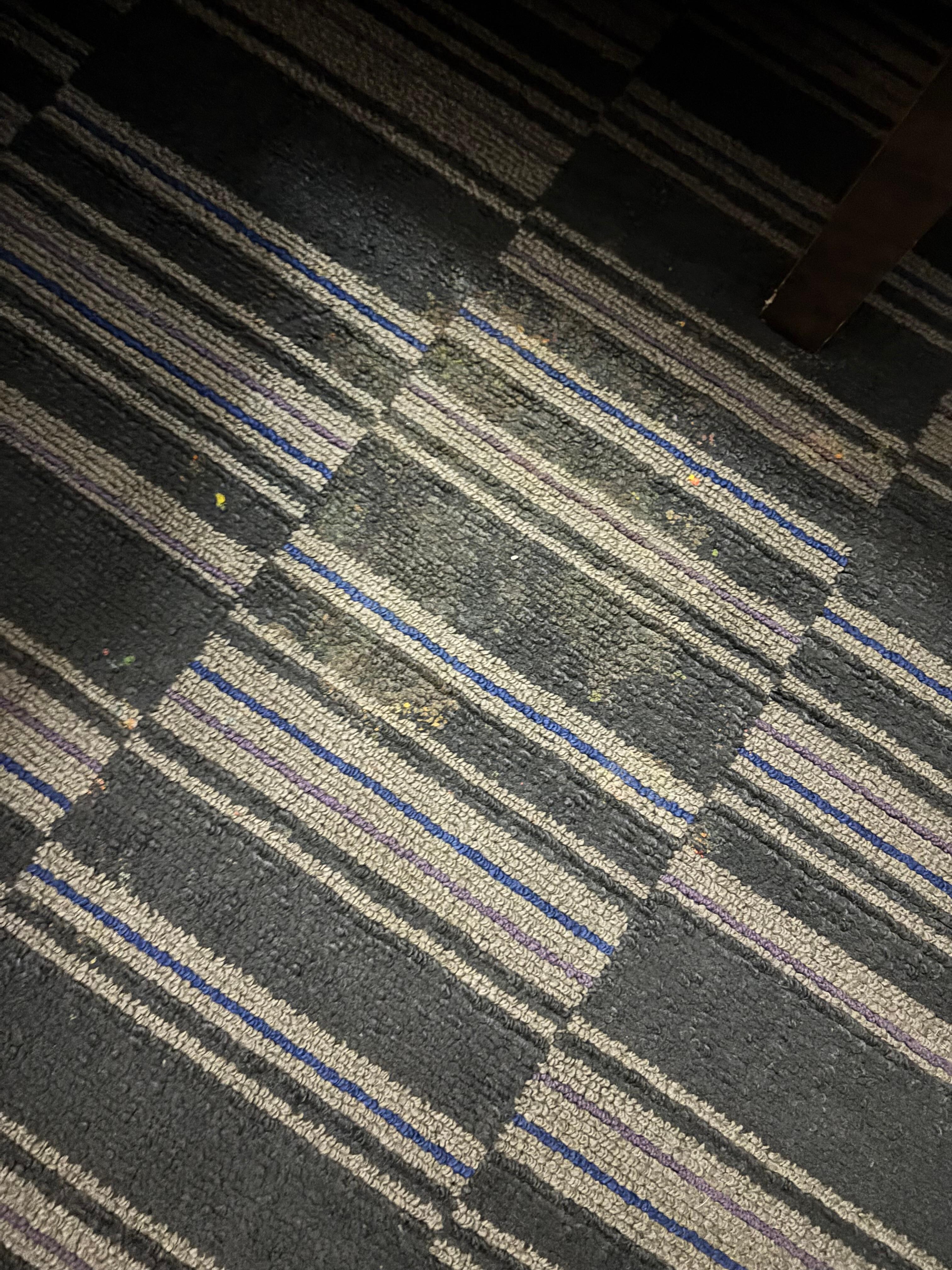 Nasty stain on carpet never properly cleaned 