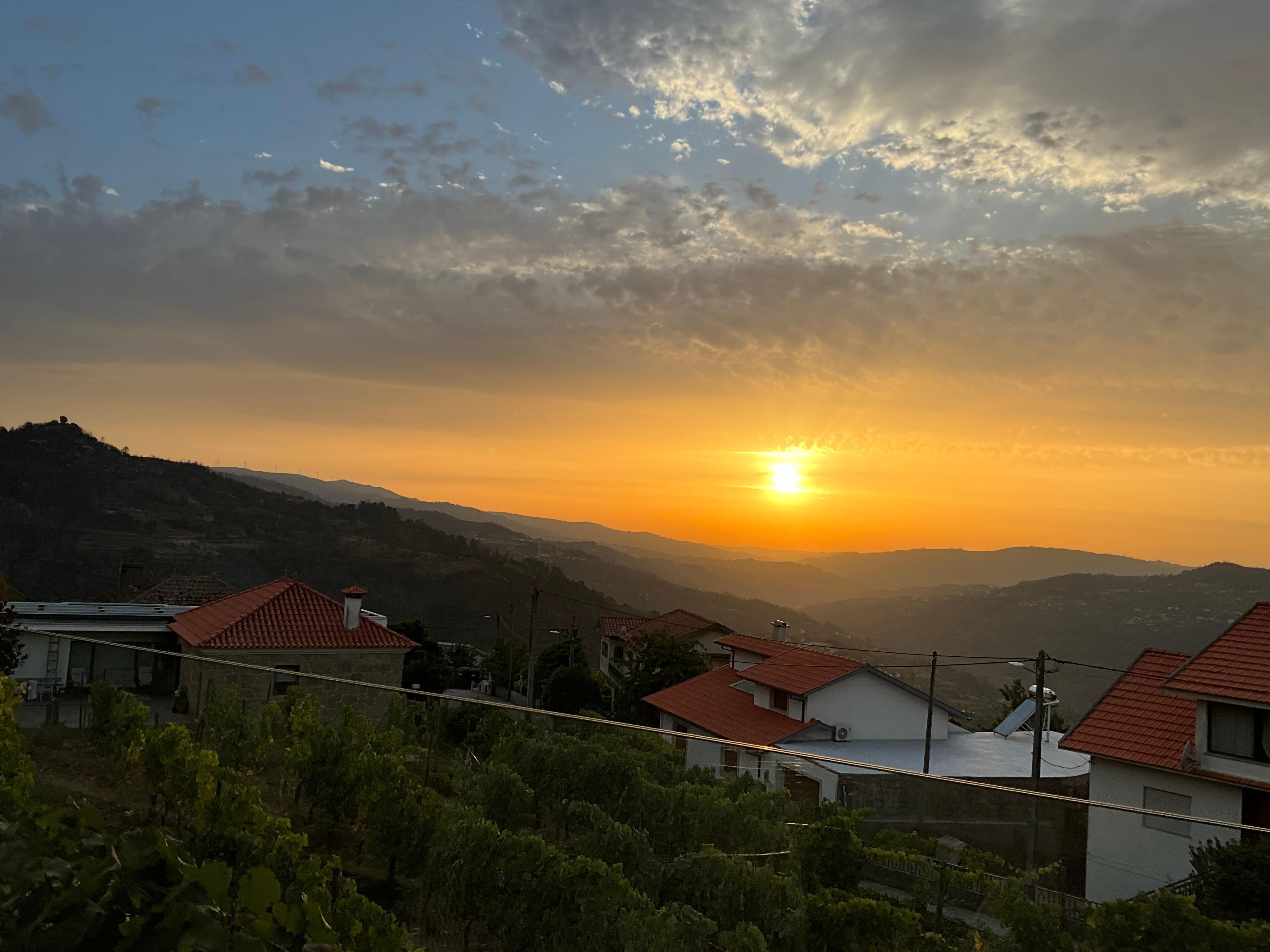 Dusk view looking west.