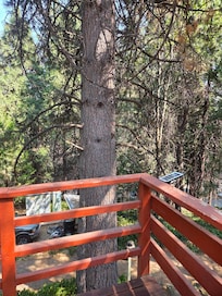 Our private deck with table and chairs