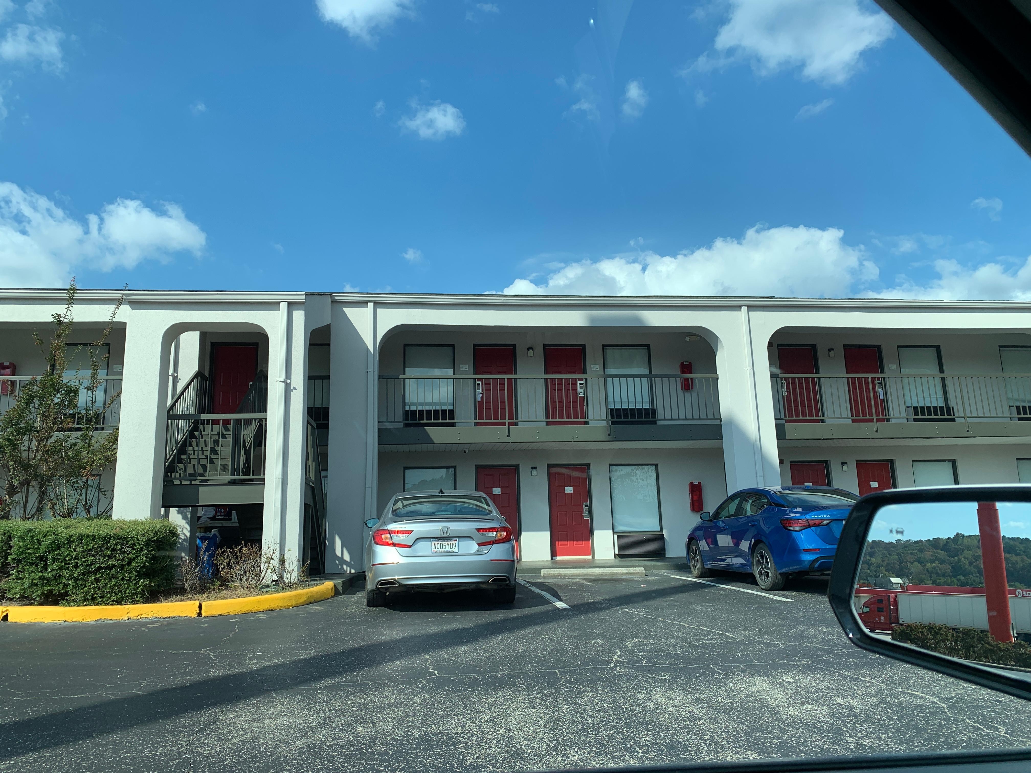 Outdoor stairway. No elevator, that we saw. 