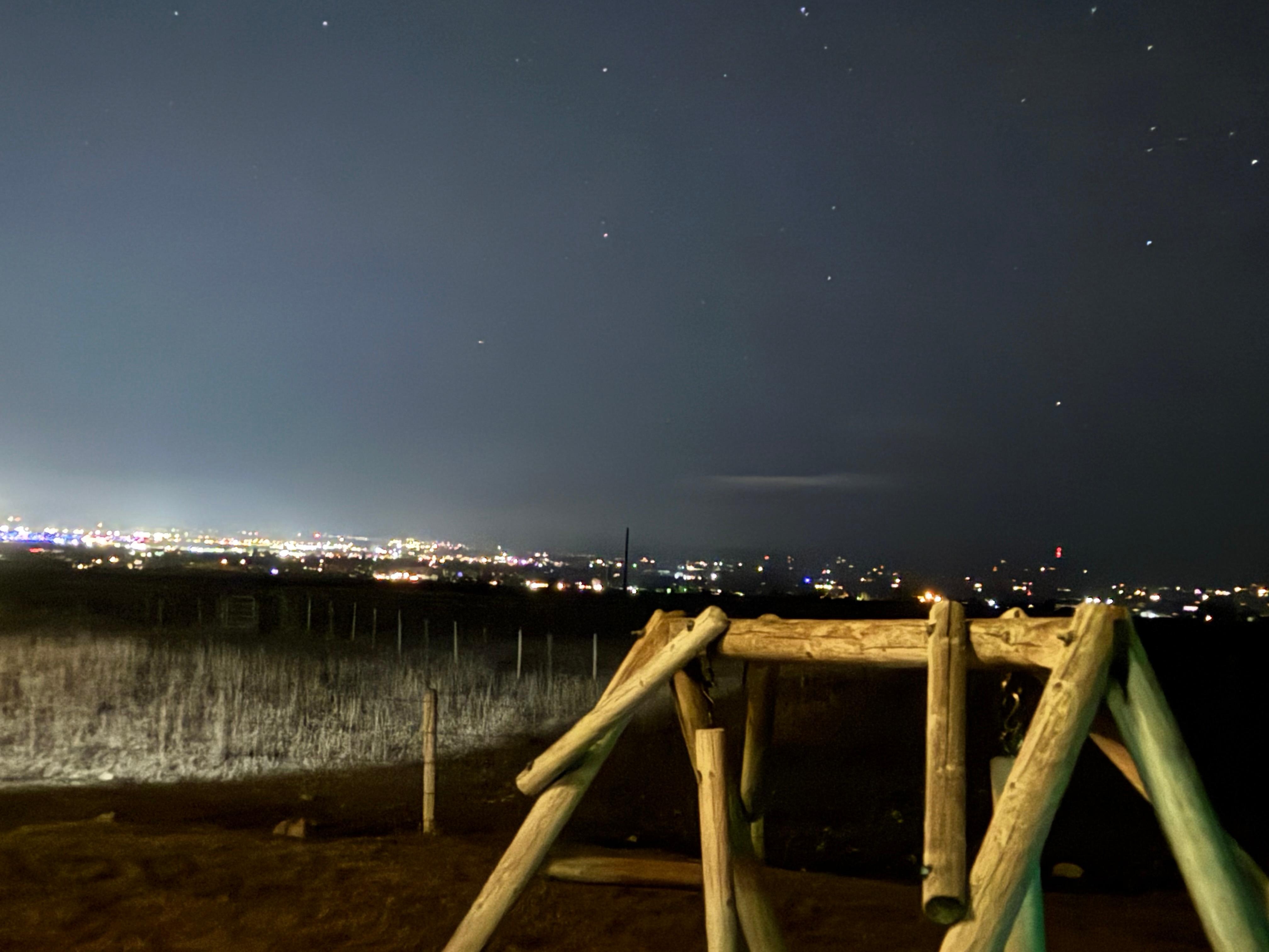 View of town and the stars from the hot tub