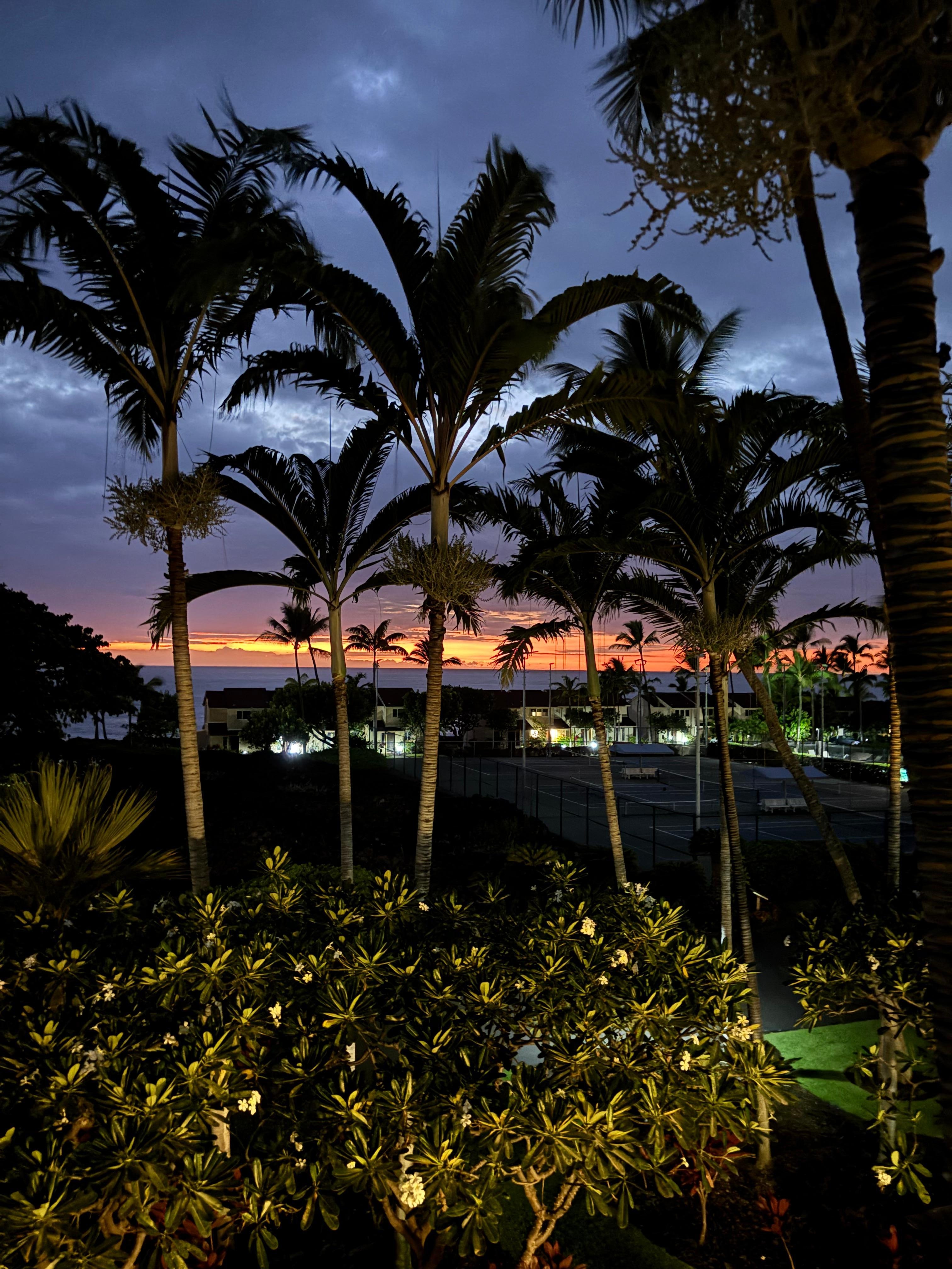 The sun setting from our patio