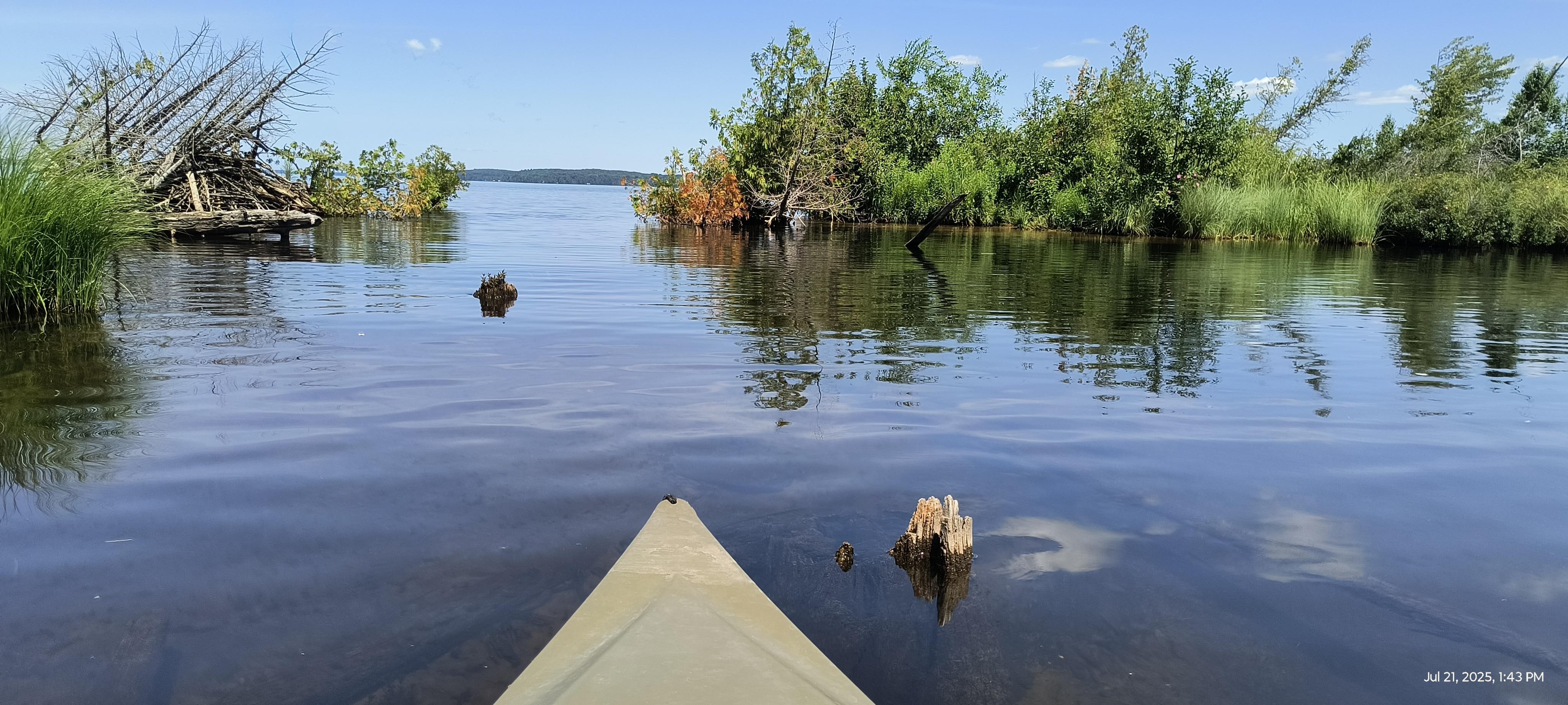 Secluded cove at the south end of the lake.