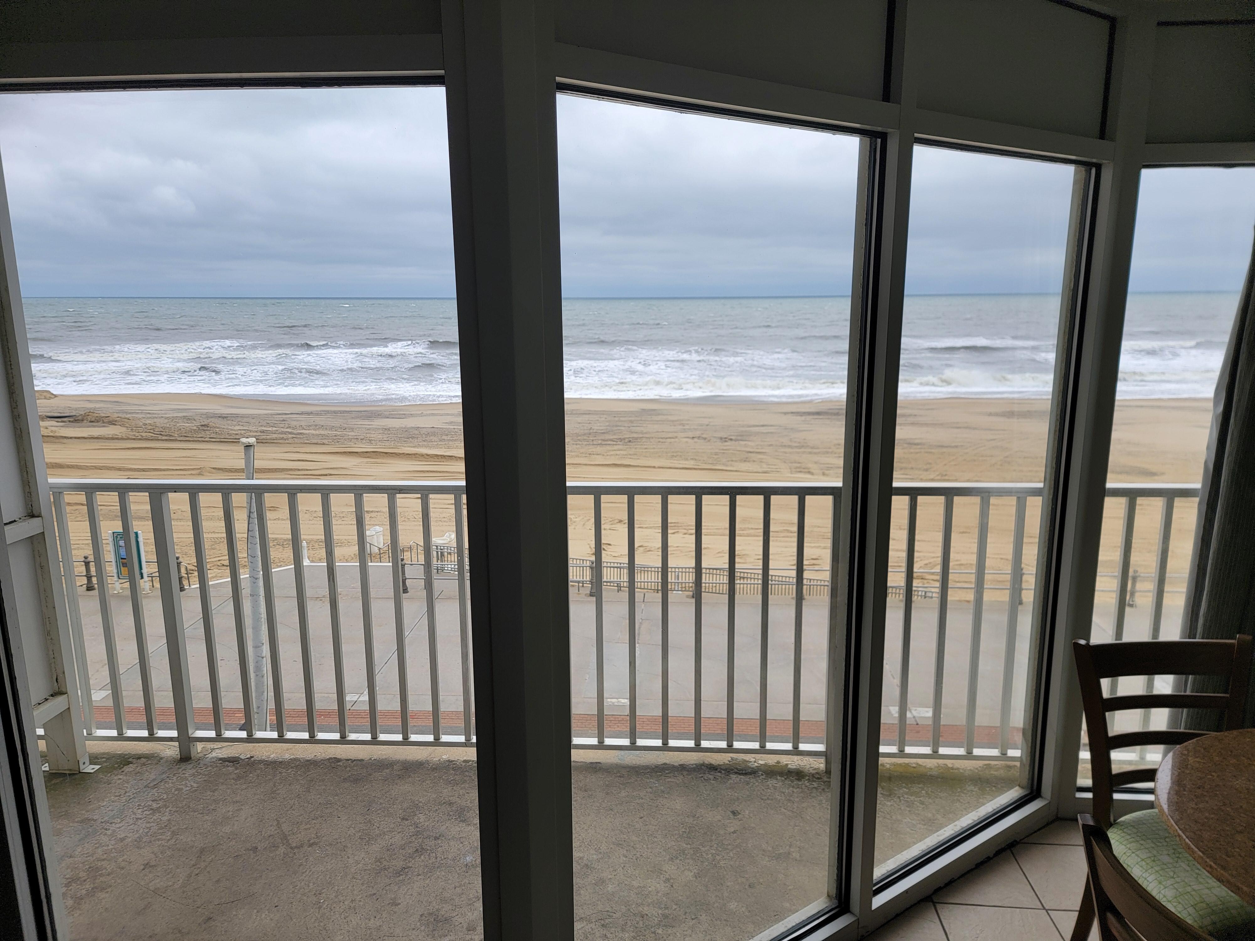 Fantastic view from my 4th floor ocean-front room. 